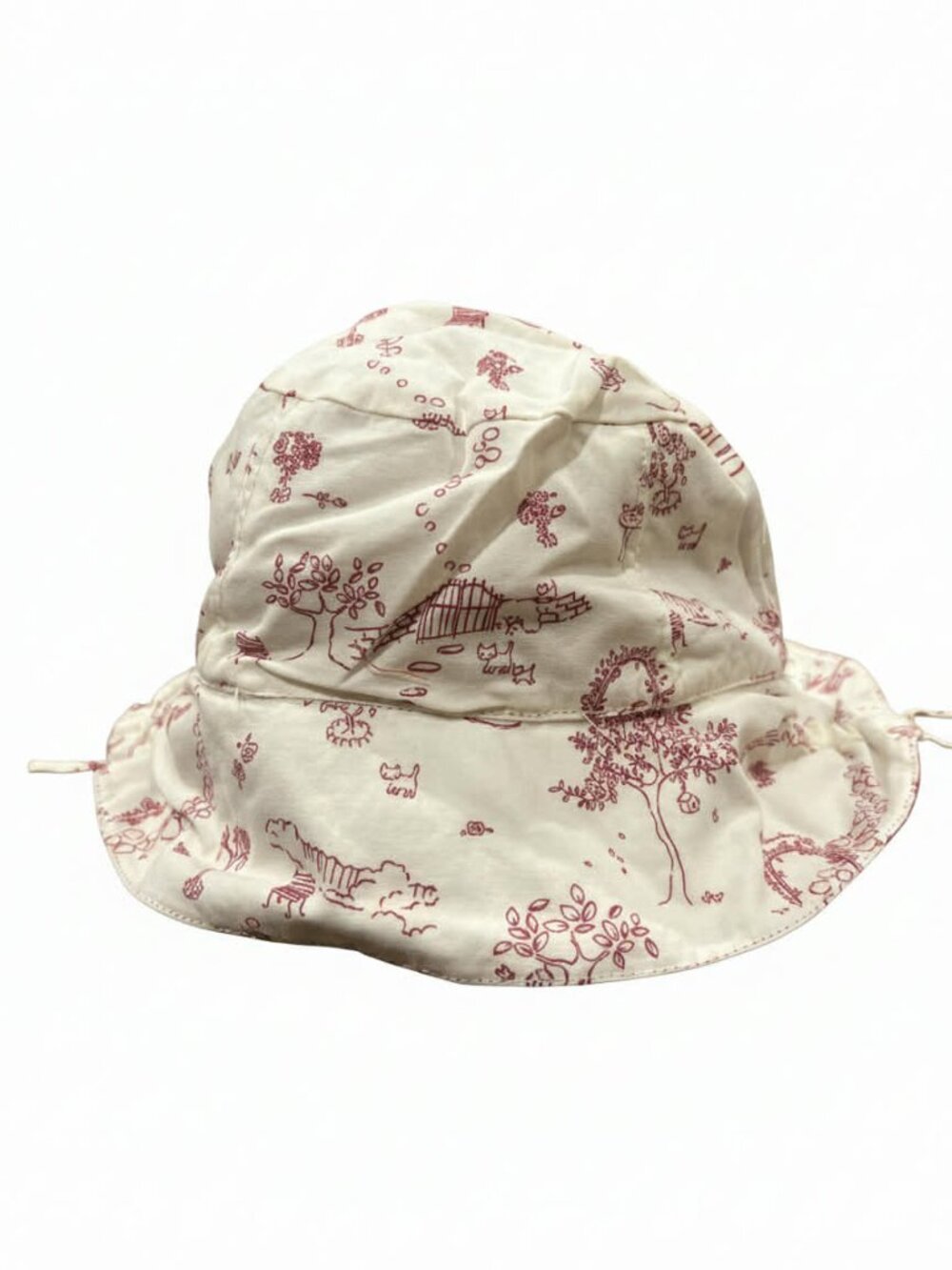 Gymboree NWT Sitting Pretty Reversible Woven Hat Embroidered bows 0- 3 mos.